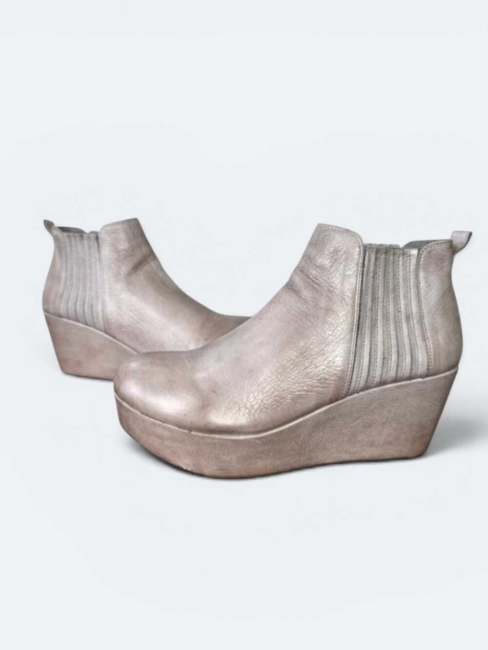 Chocolat Blu Grey Wedge Ankle Booties